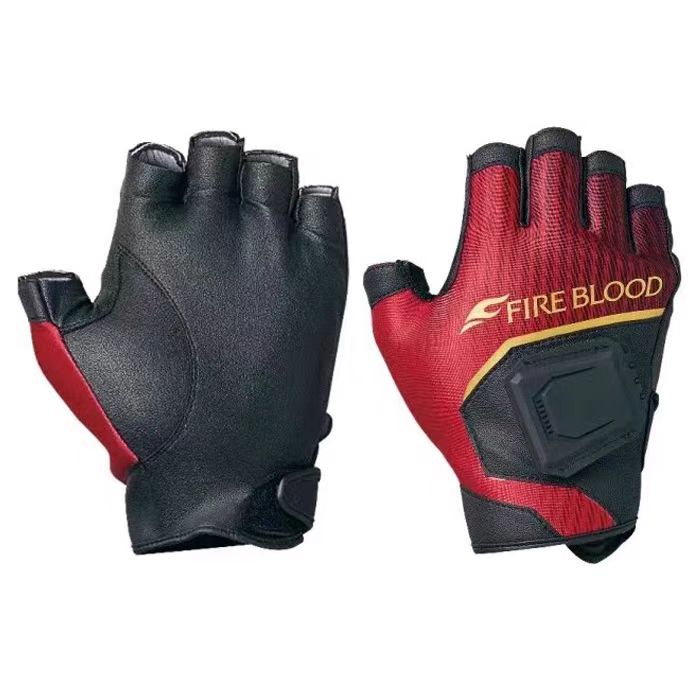 Fireblood fiskehandskar för män stenfiske halvfinger trefingers pu-läder lätta halkfria handskar gl -110v: M / Grå