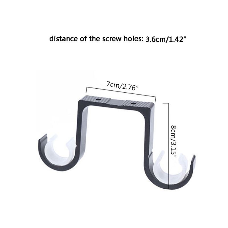 2 st/set dubbla gardinstångsfästen fönsterbeslag krokhållare hängare takmonterad heminredningstillbehör