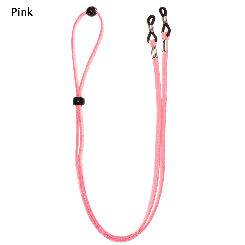 Correa de cuero de alta elasticidad para gafas de sol, collar de cadena para gafas, gafas de lectura soporte para, correa para el cuello: B-pink
