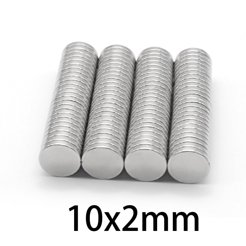Imán redondo para nevera, disco circular de neodimio permanente, imanes fuertes NdFeB de 10x2mm, 10-800 Uds.