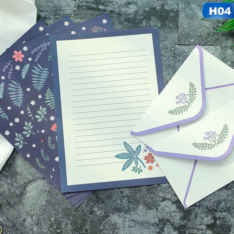 1 conjunto/6 pçs coreano criativo pequeno fresco flores carta envelopes de papel adorável romântico colorido cartas envelopes + papelaria: 04