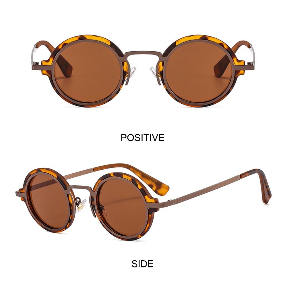 Gafas de sol de estilo Punk para hombre y mujer, lentes de sol con montura híbrida de Metal y PC, montura redonda, protección UV para tiro en la calle