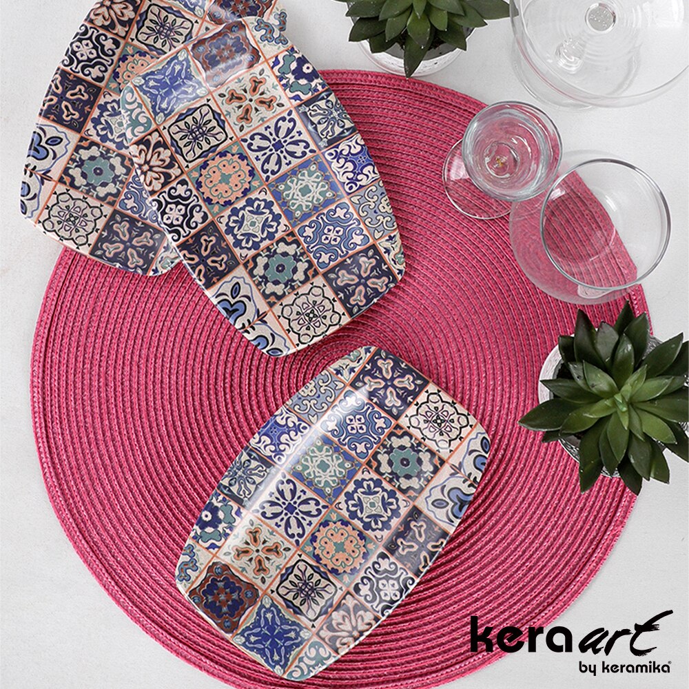 Keramika-vajilla de cerámica de 19 Cm para ensalada, aperitivo de salsa, decorado étnico, mate, para carne