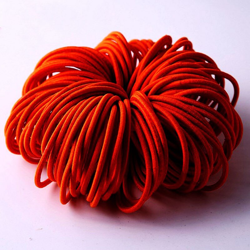 50/100Pcs Colorful Nylon Rubber Bands Elastic Hairbands for Girls Kids Scrunchie Elastic Ponytail Holder Hair Ties Accessories: red 50pcs