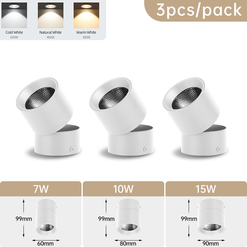 Spot led downlight sammenleggbar taklampe spotlight led-lampe 7w 10w 15w downlight for kjøkken interiør utenpåliggende