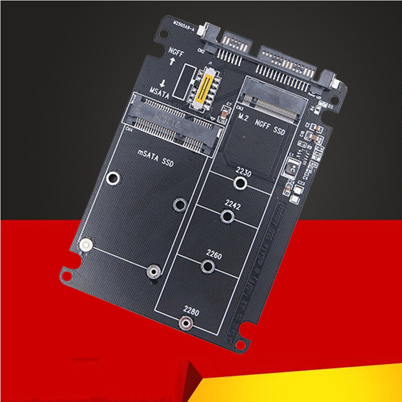 M.2/mSATA zu SATA Adapter M.2 NGFF mSATA SSD zu SATA3.0 2,5" Adapter mSATA/M2 SSD Konverter Riser Board Karte 6Gbps für PC Laptop