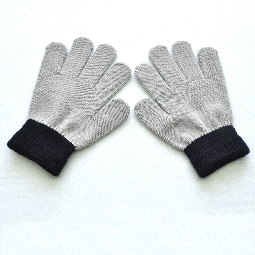 Baby Gloves Winter Boys Girls Knitted Gloves Warm Rope Full Finger Mittens Gloves For Kids Children Toddler 19Oct: Gray