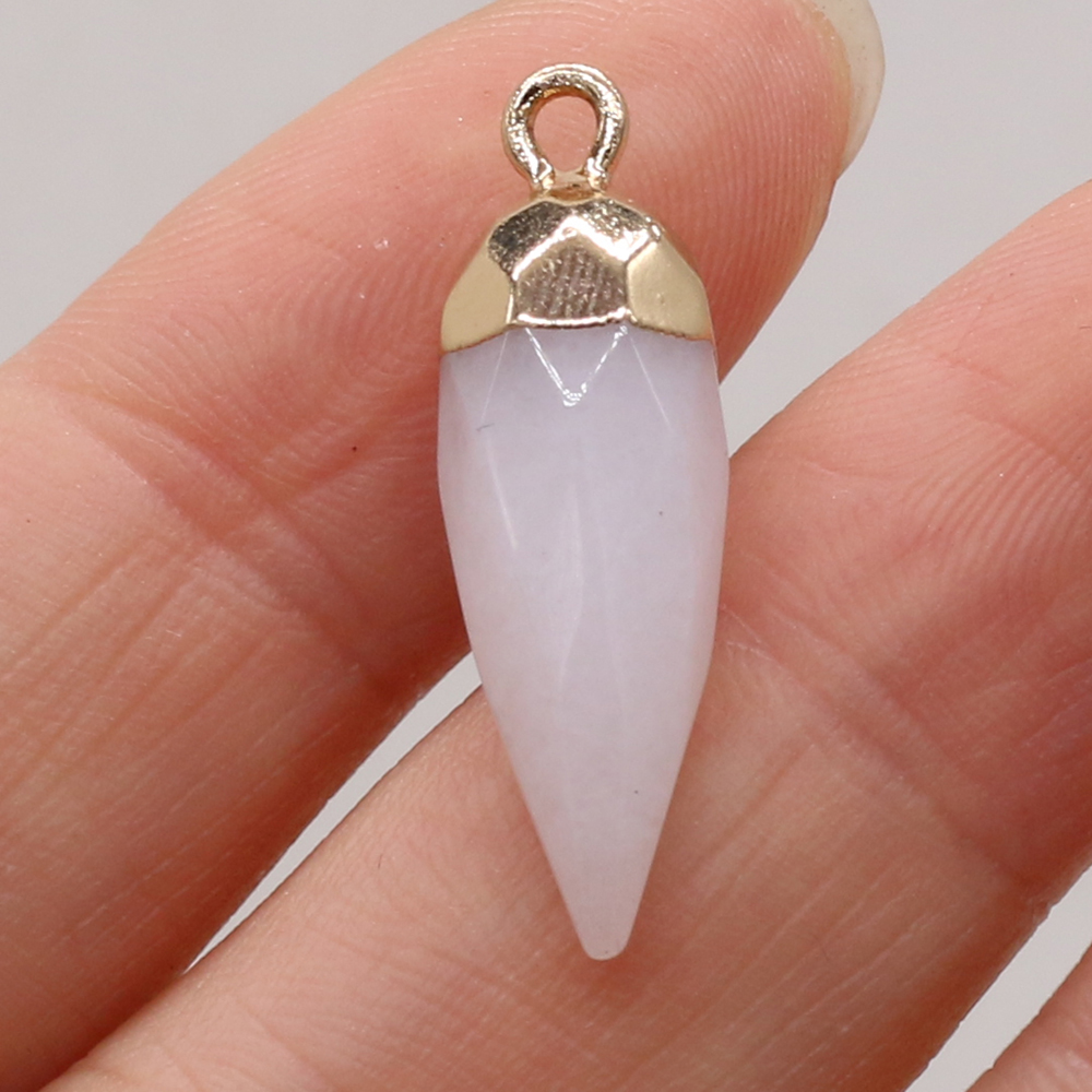 2 kpl luonnonkullatut sitriinikivikorut riipukset naisille tee itse kaulakoru korvakorut asusteet korujen valmistus koko 8 x 25mm: Valkoinen jade