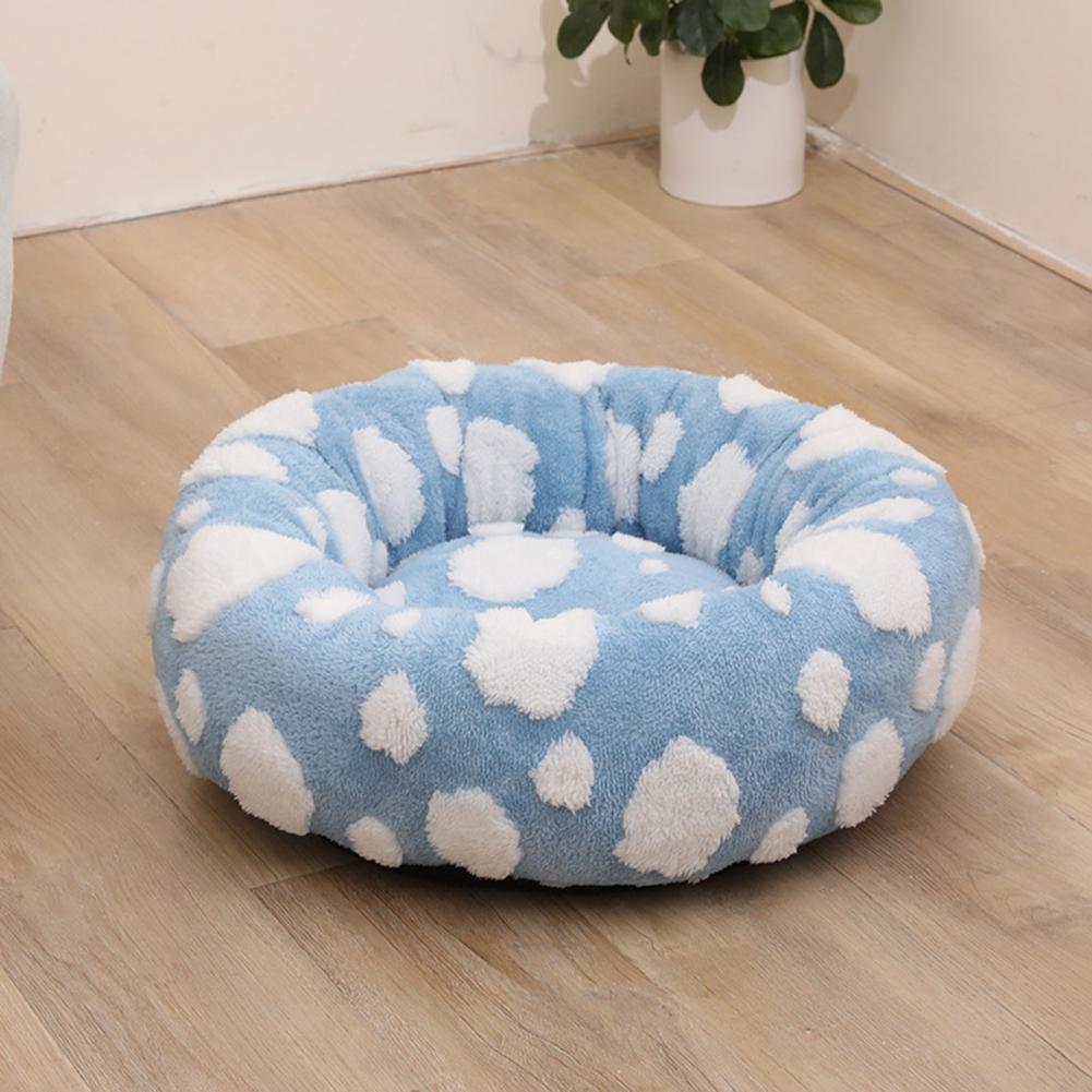Donutvormig honden- en kattenmandje, antislip, knus huisdierbedje, pluche zacht kussen, rustgevend warm nest voor kleine honden en katten