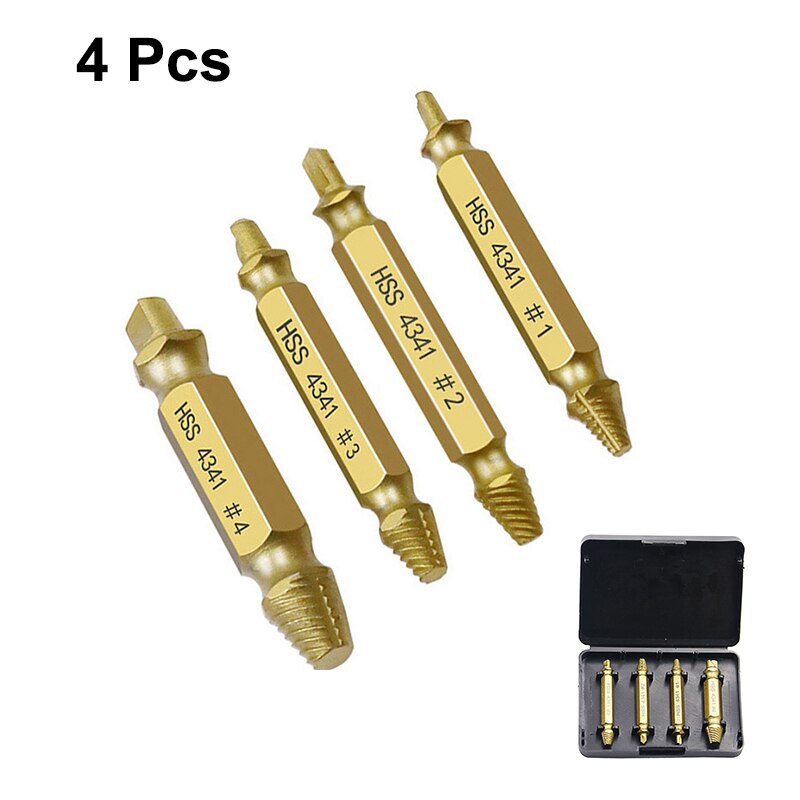 HHS Double Ended Screw Extractor Damaged Screw Extractor Drill Bit Extractor Drill Set Broken Speed Out Bolt Extractor Bolt Stud: 4pcs