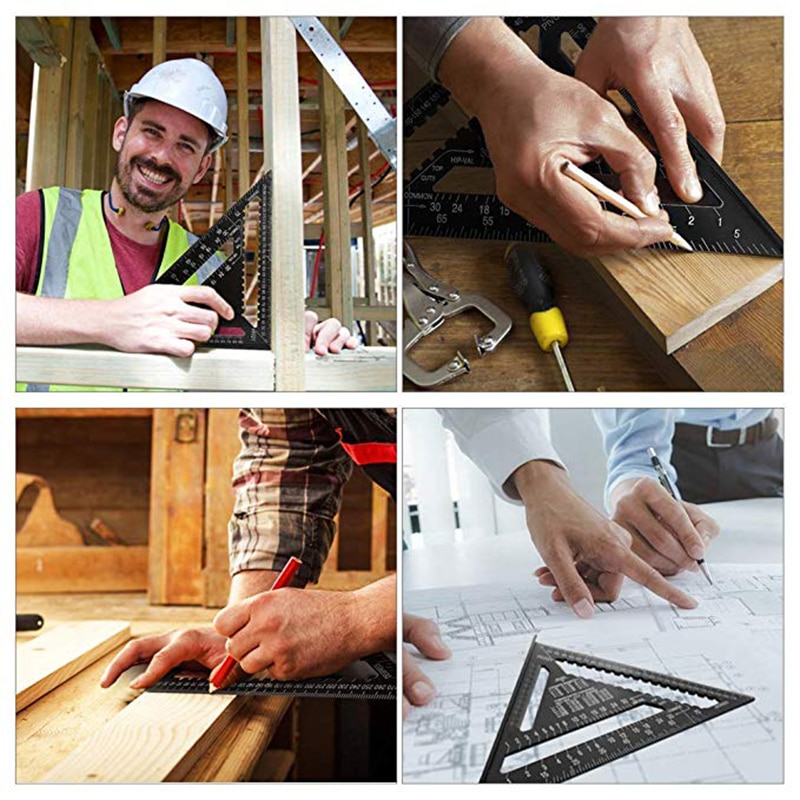 KALAIDUN Triangle Angle Ruler Squares Triangular Measuring Ruler Woodwork Angle Protractor Trammel Gauge Measuring Tool