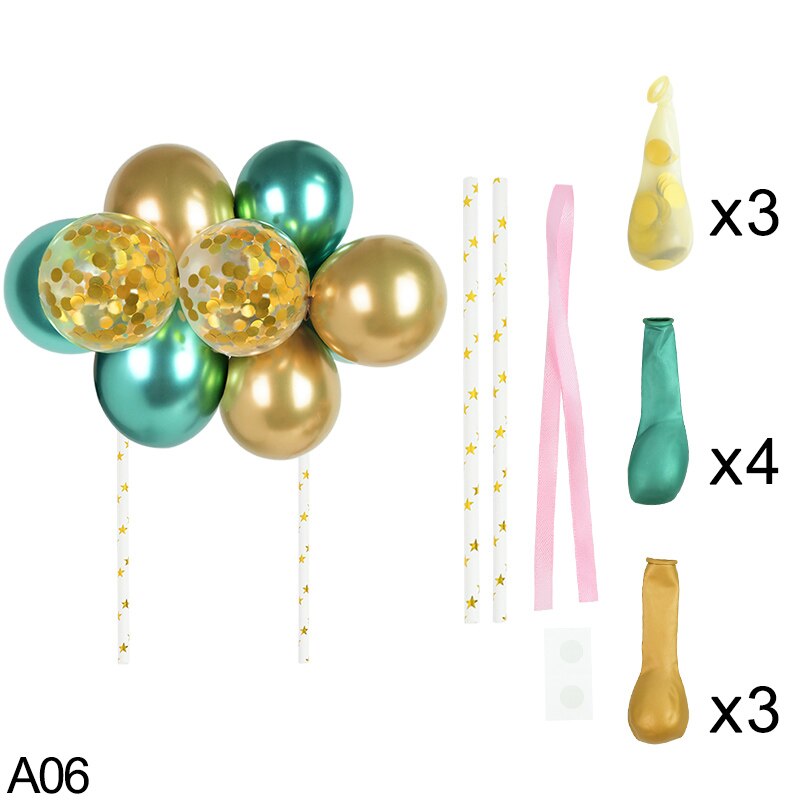 10pcs 5inch Balloon Cake Insert DIY Polka Dot Sequin Cake Flags Accessories Baby Shower Wedding Birthday Party Supply: A06