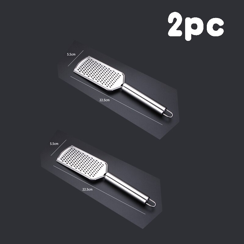 Cheese Grater Stainless Steel Grater Peeler Citrus Ginger Garlic Slicer Long Handle Cheese Planer Shavings Knife Kitchen Tool: Silver-S-2PC