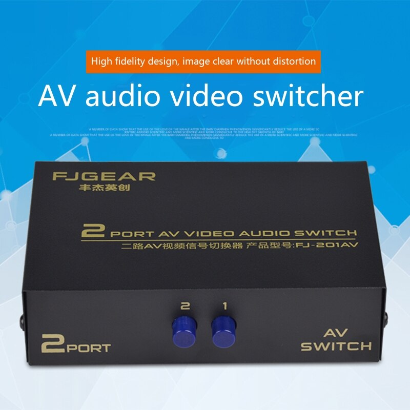 2 Port AV RCA Switch 2 in 1 out Composite Video L/R Selector Box for DVD Player