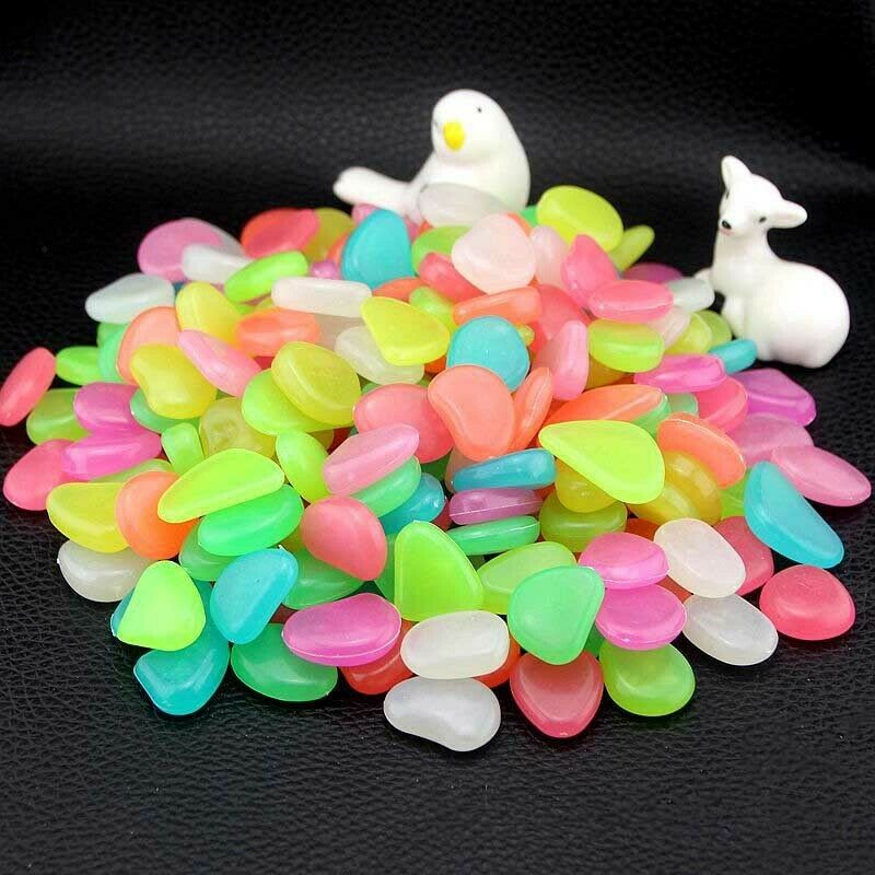 300Pcs Glow in the Dark Garden Pebbles Glow Stones Rocks for Walkways Garden Path Patio Lawn Garden Yard Decor Luminous stones: Mixed color