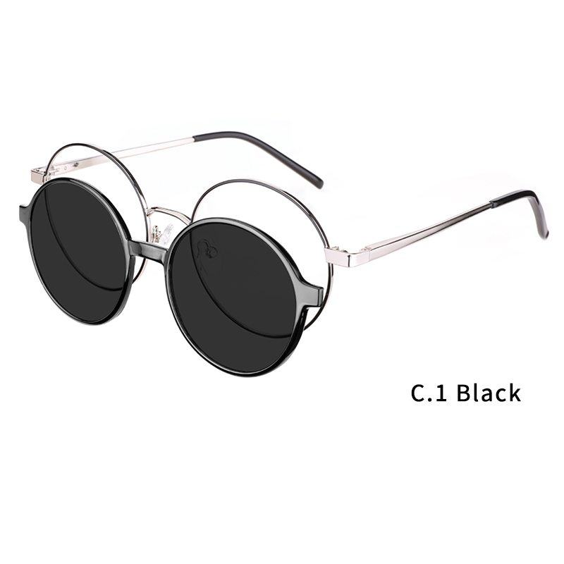 Ceofy Round Stylish Clip on Polarized Sunglasses Women Men Retro Brand Glasses Frame Magnetic Multifunction CD6816