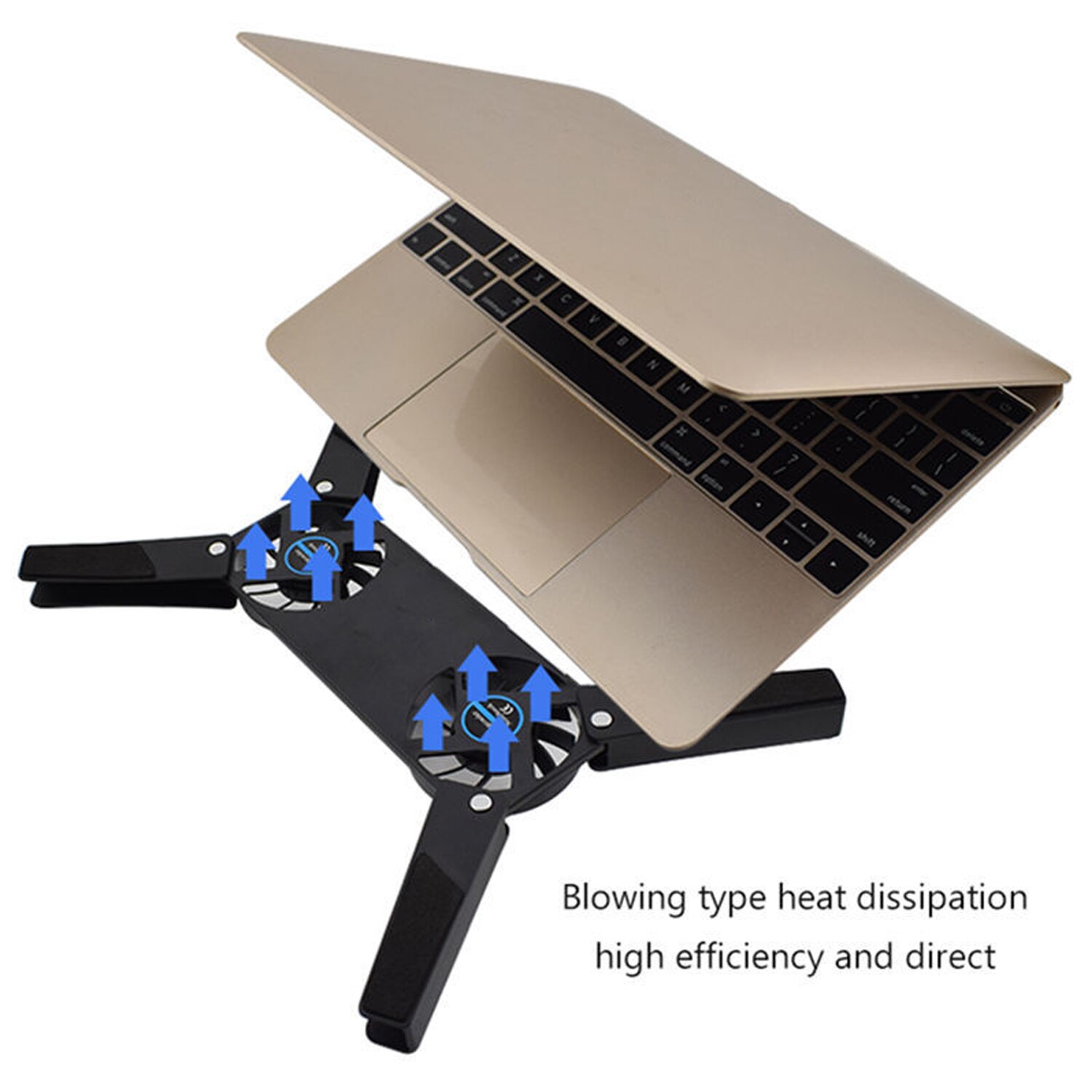 Besegad Portable Foldable USB Notebook Laptop Cooler Cooling Pad Stand Base with Double Fans for Chromebook Macbook Lenovo Dell