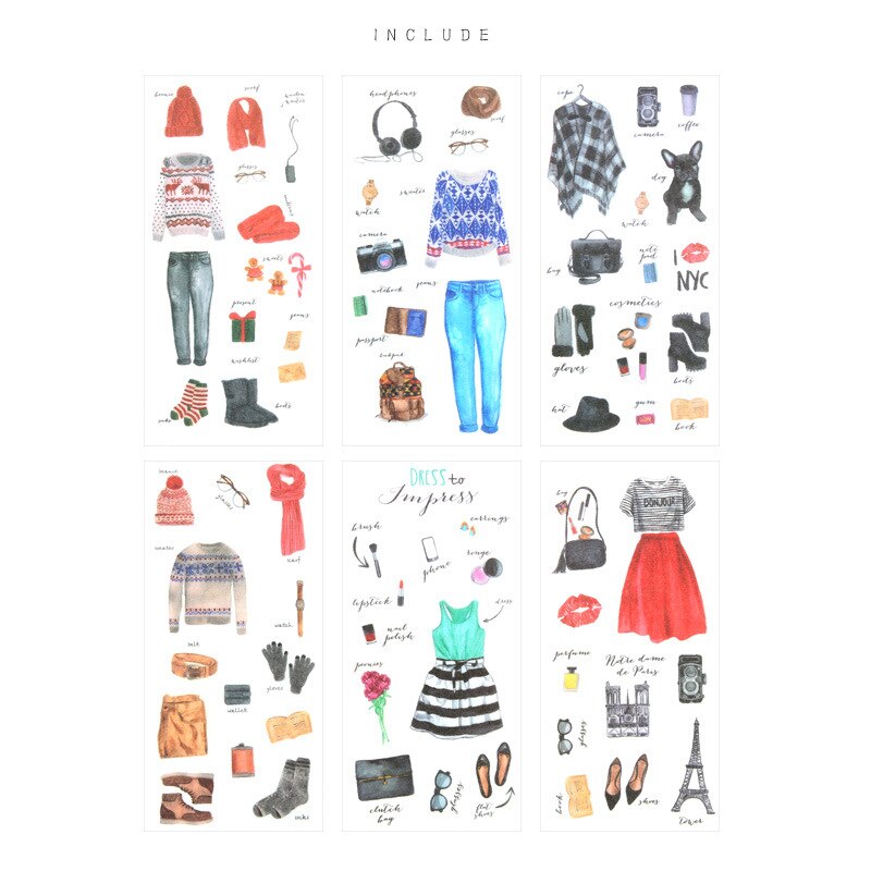 6 Sheets/pack Collection Stickers Set Decorative Stationery Sticker Scrapbooking DIY Diary Album Decoration Stick Label