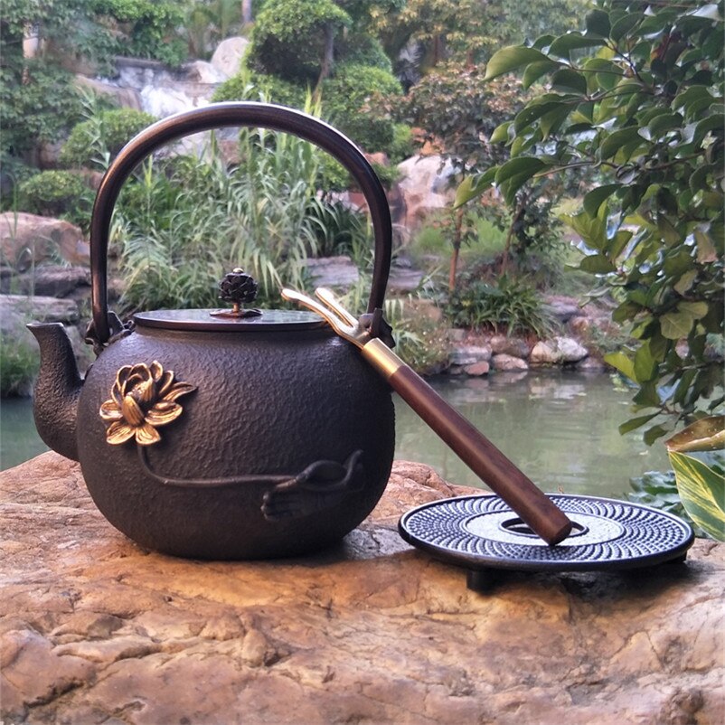 XMT-HOME Cast iron teapot trivets handmade insulation tea tray tea pot base vintage Japanese iron teapots tray 1pc