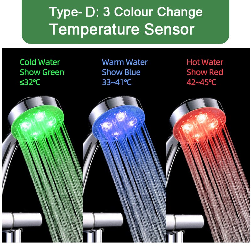 Kaguyahime Licht Kraan Douche Slang Temperatuur Sensor Lichtgevende Led Douche Flow Badkamer Badkamer Douche Waterslang Accessoires: Sensor RGB H Shower