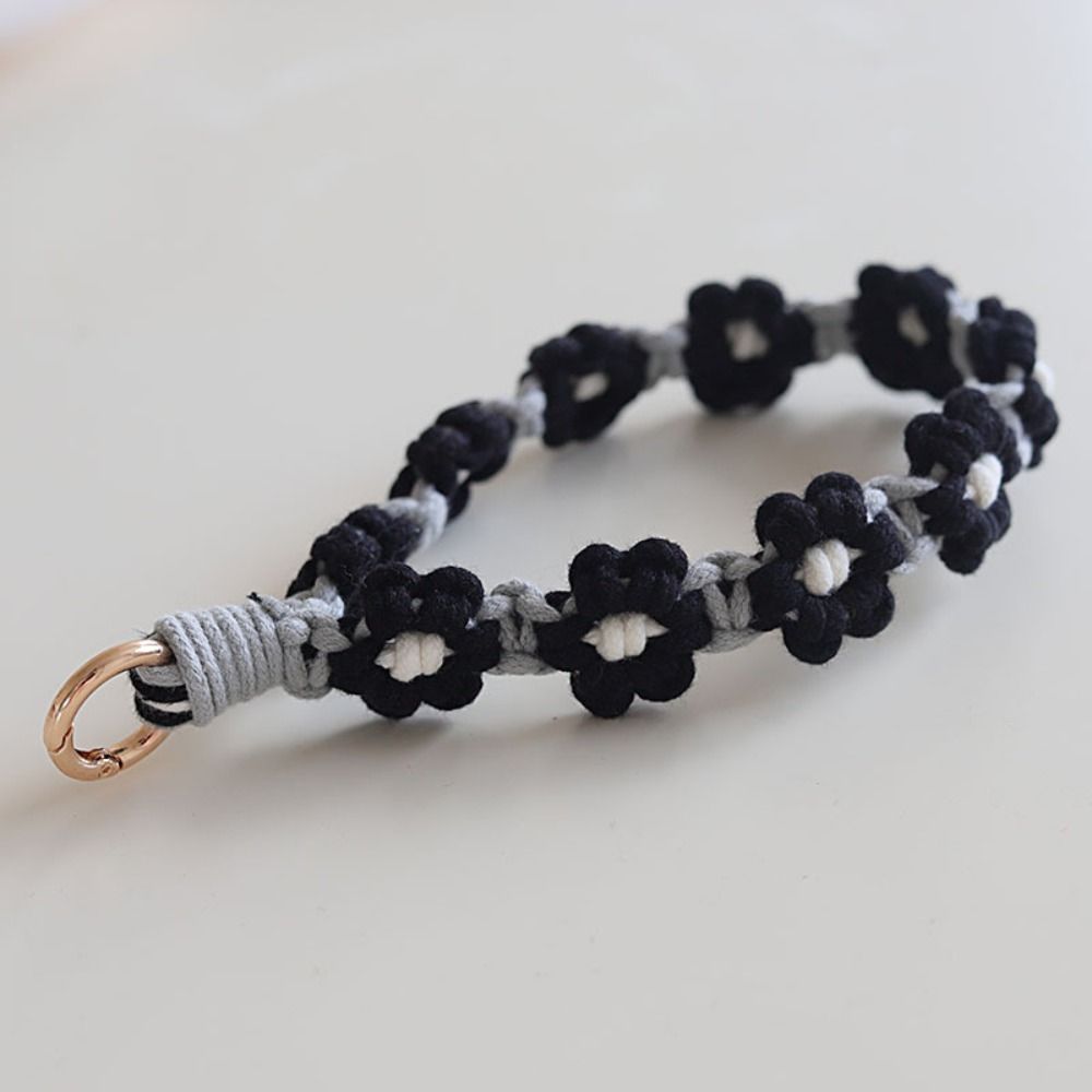 etui na telefon w stylu koreańprzejrzeć boho z sznurkiem, breloczek robić kluczy, opaska na nadgarstek robić telefonu, pleciony brelok z kwiatkiem stokrotki, zawieszka robić torby.: BIAŁY