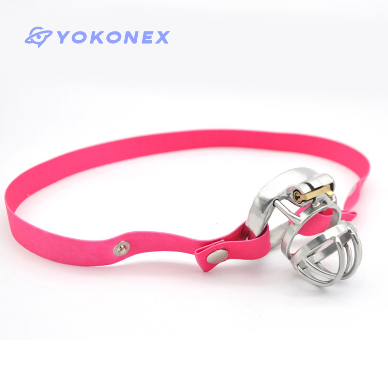 18+ Male chastity cage chastity lock anti-shedding device fixed elastic strap auxiliary strap adjustable scrotum ring sex toy