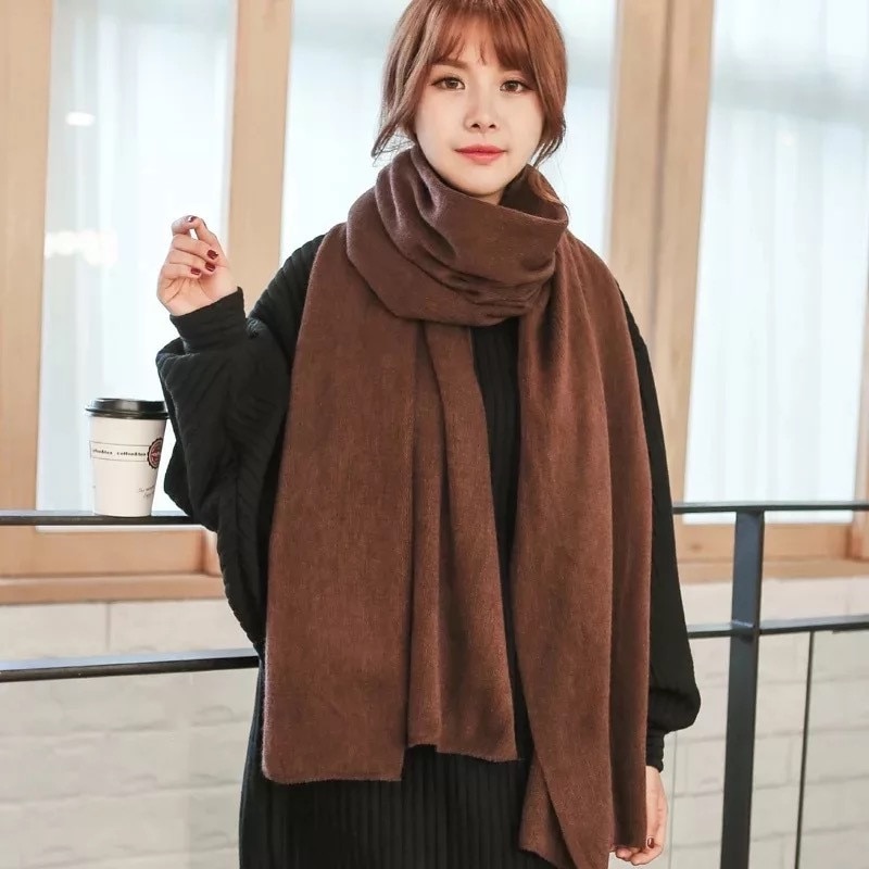 Mode Winter Vrouwen Kasjmier Sjaal Effen Knit Pashmina vrouwelijke foulard Sjaals Wraps dikke sjaals bufandas invierno mujer