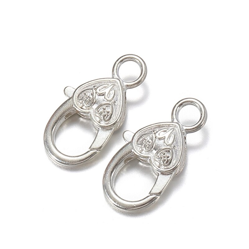 10pcs 26x15MM heart shaped Lobster Clasp Hooks retro Keychain Clasps Bracelet buckle diy jewelry Making Key ring Components: B