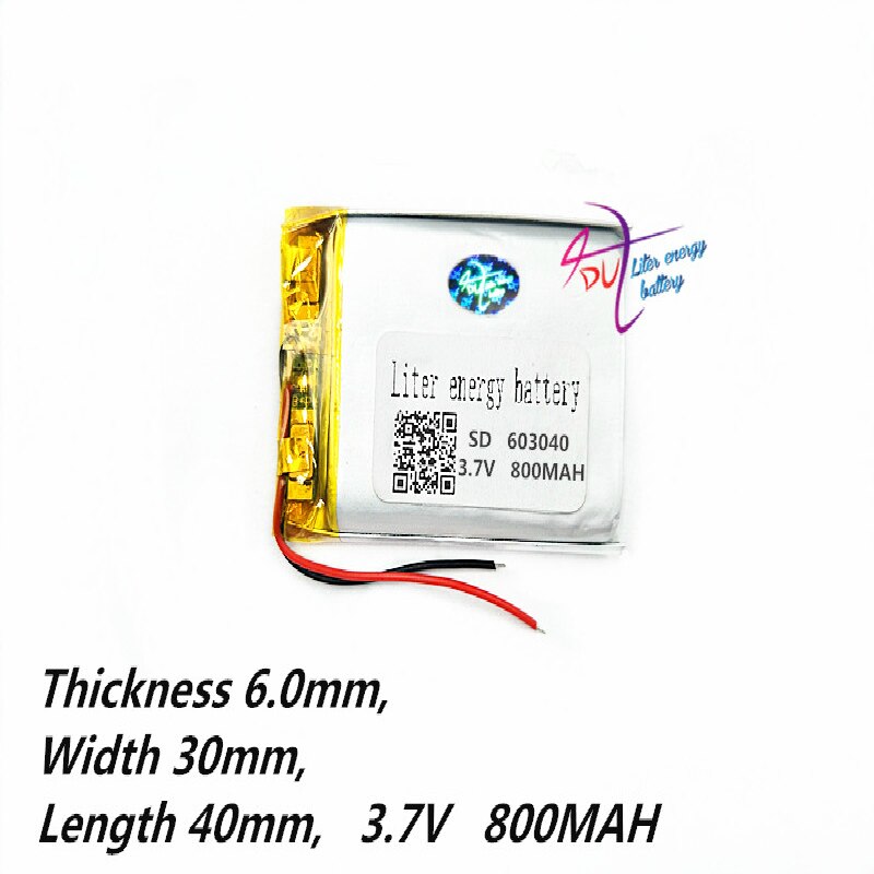 Lithium polymeer batterij 063040 603040 3.7V 800mah MP3 MP4 GPS Tablet