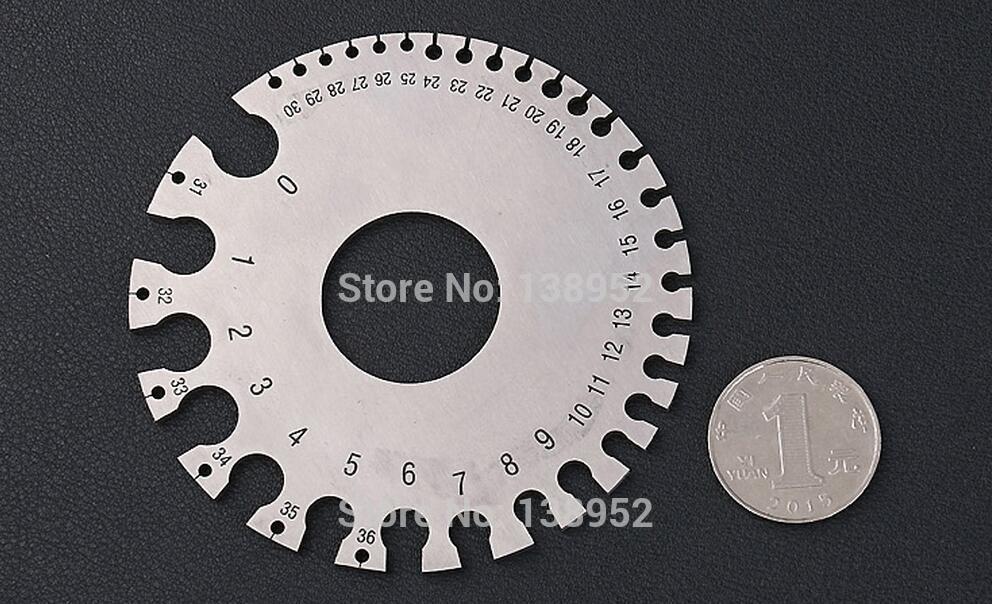 0-36 Round Wire Gauge 2MM Weld Diameter Gauge Welding Inspection Stainless Steel Inch Inspection A.W.G Gauges American Standard