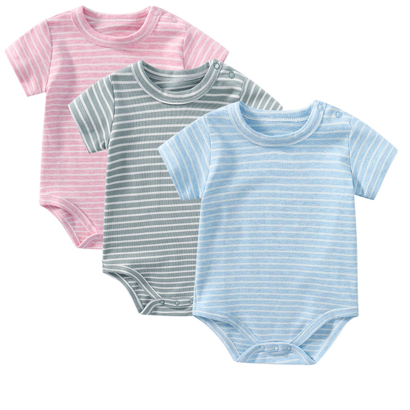 Baby-strampler, sommer, gestreift, kurzarm, baumwollbody, neugeborenen-jungen, mädchen, bebe steigen kleidung 0-24m
