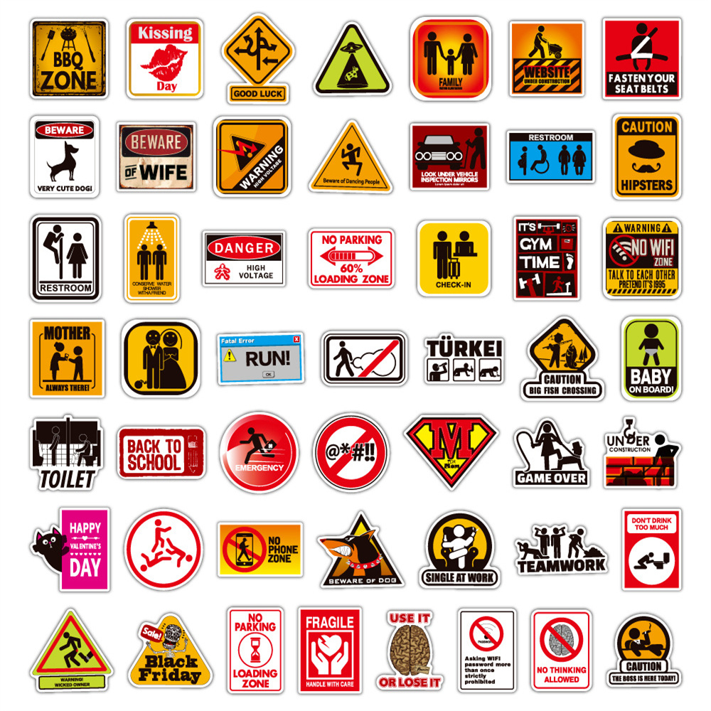 100 Uds. Colección de eslogan de advertencia Graffiti pegatinas impermeables de nevera taza casco guitarra decoración pegatinas