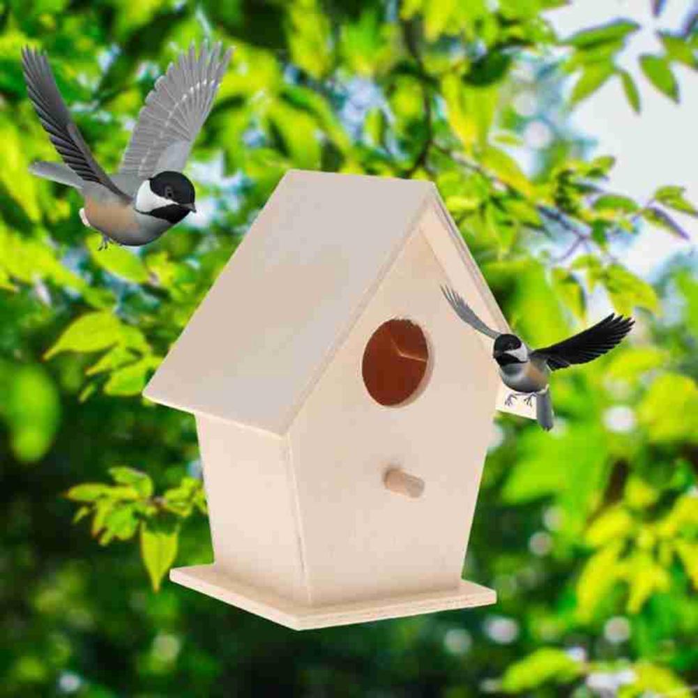 Wooden Bird Simple Nest Hanging Bird House Natural Bird Place Wall-mounted Resting Outdoor Wooden Cage Birdhouse Tree Garde D6b1