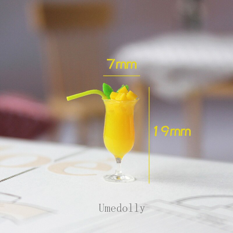 1PCS Mini Simulation Mango Smoothie Cup Orange Juice Model for Miniature Dollhouse OB11 Kitchen Restaurant Accessories