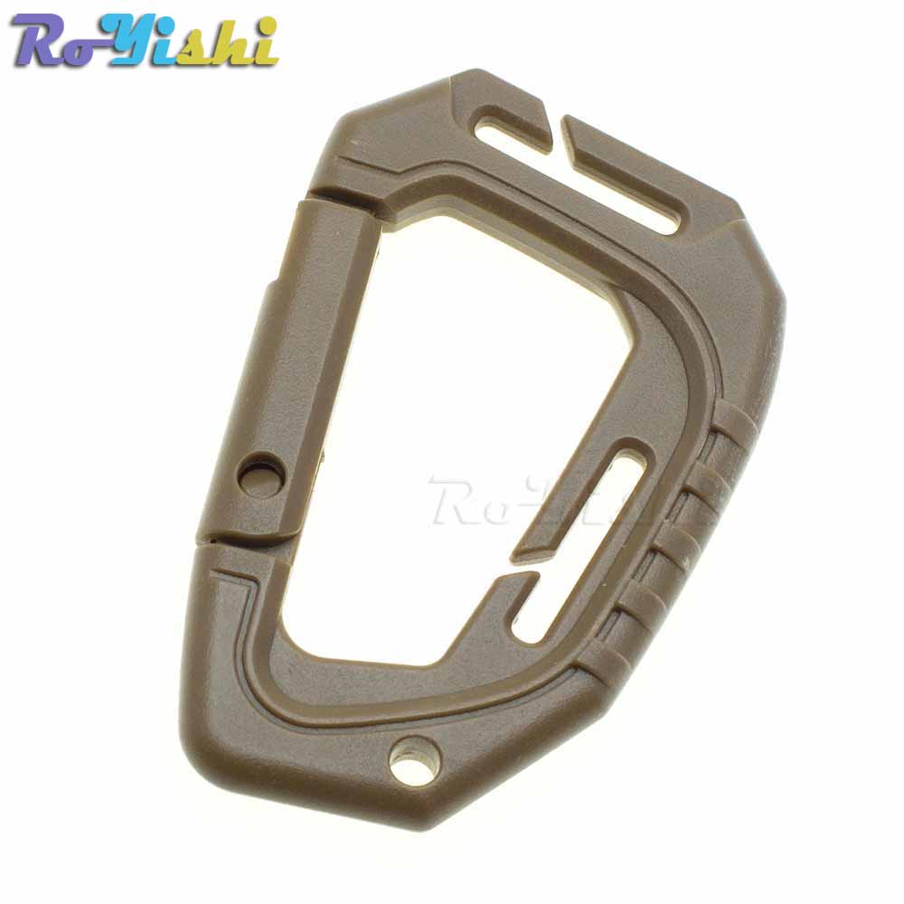 1pcs D Shape 200LB Plastic Snap Clip Carabiner Mountaineering Buckle Outdoor Hanging Keychain Hook Climbing Accessories: Dark Khaki