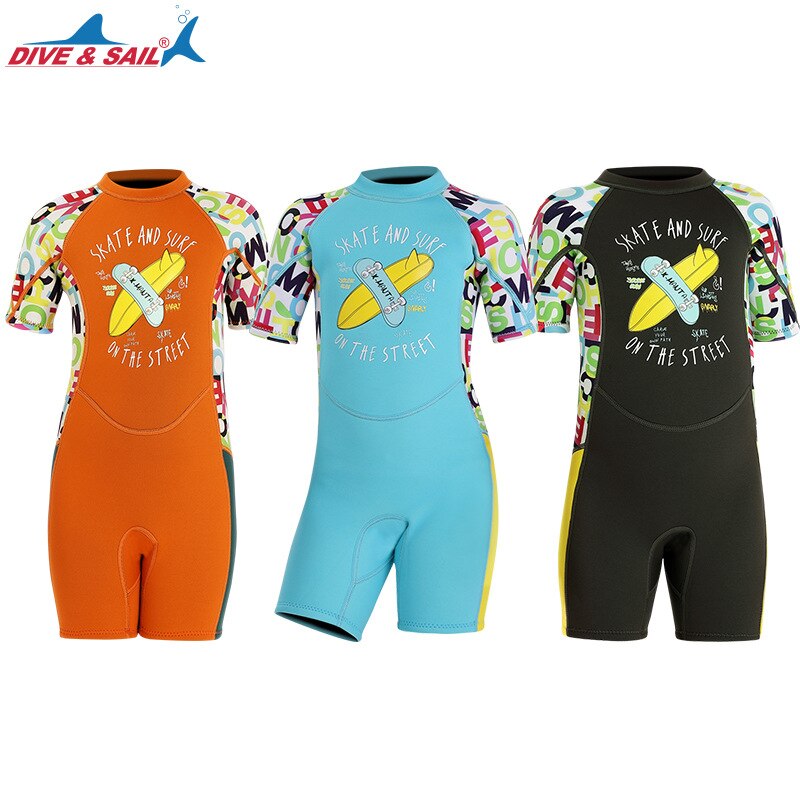 2.5mm Neoprene Shorty Wetsuit Kids for Swimming Boys Girls Sunscreen Surfing Scuba Diving Wet Suit Snorkeling UPF50+