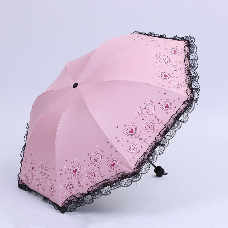 ! Paraguas plegable arqueado en forma de corazón de princesa de Kocotree, sombrilla de sol, sombrilla de encaje, sombrilla de lluvia para mujer, Guada chuva