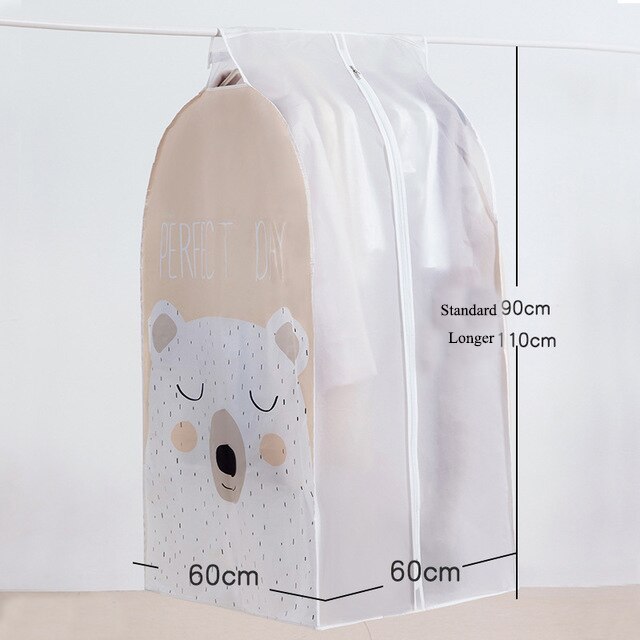 Clothes Dust Cover Closet Coat Jacket Suit Dustproof Garment Storage Bags Protection Wardrobe Hanging Organizer Case Dust Bags: cute bear / 60x60x110cm