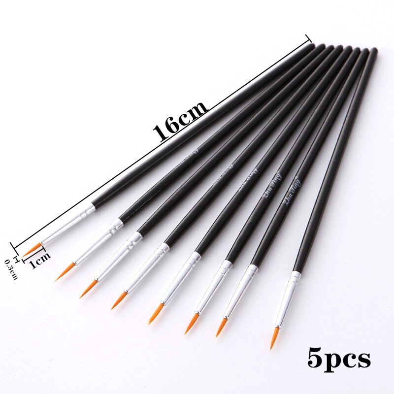 Artiste papeterie Fine peint à la main crochet ligne stylo pointe ronde aquarelle dessin peinture pinceau stylo Art fournitures: 5PCS