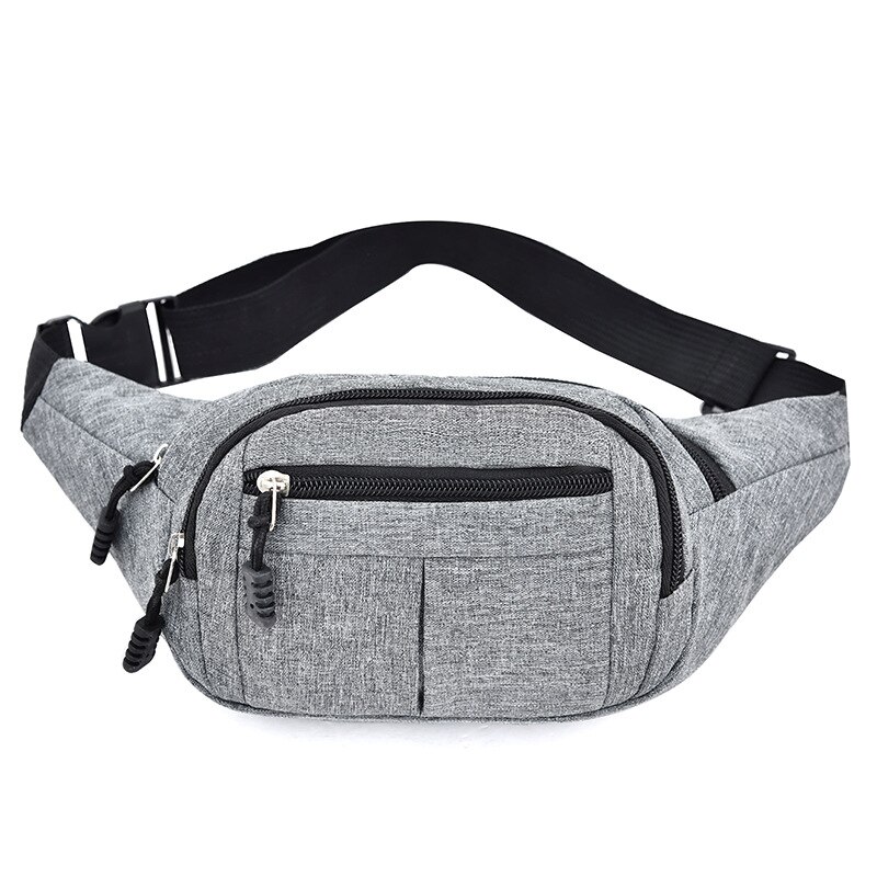 Waterproof Waist Bag Man Fanny Pack For Women Casual Large Capacity Outdoor Sports Oxford Black Red Purple Mobile Chest Bag 579: Gray