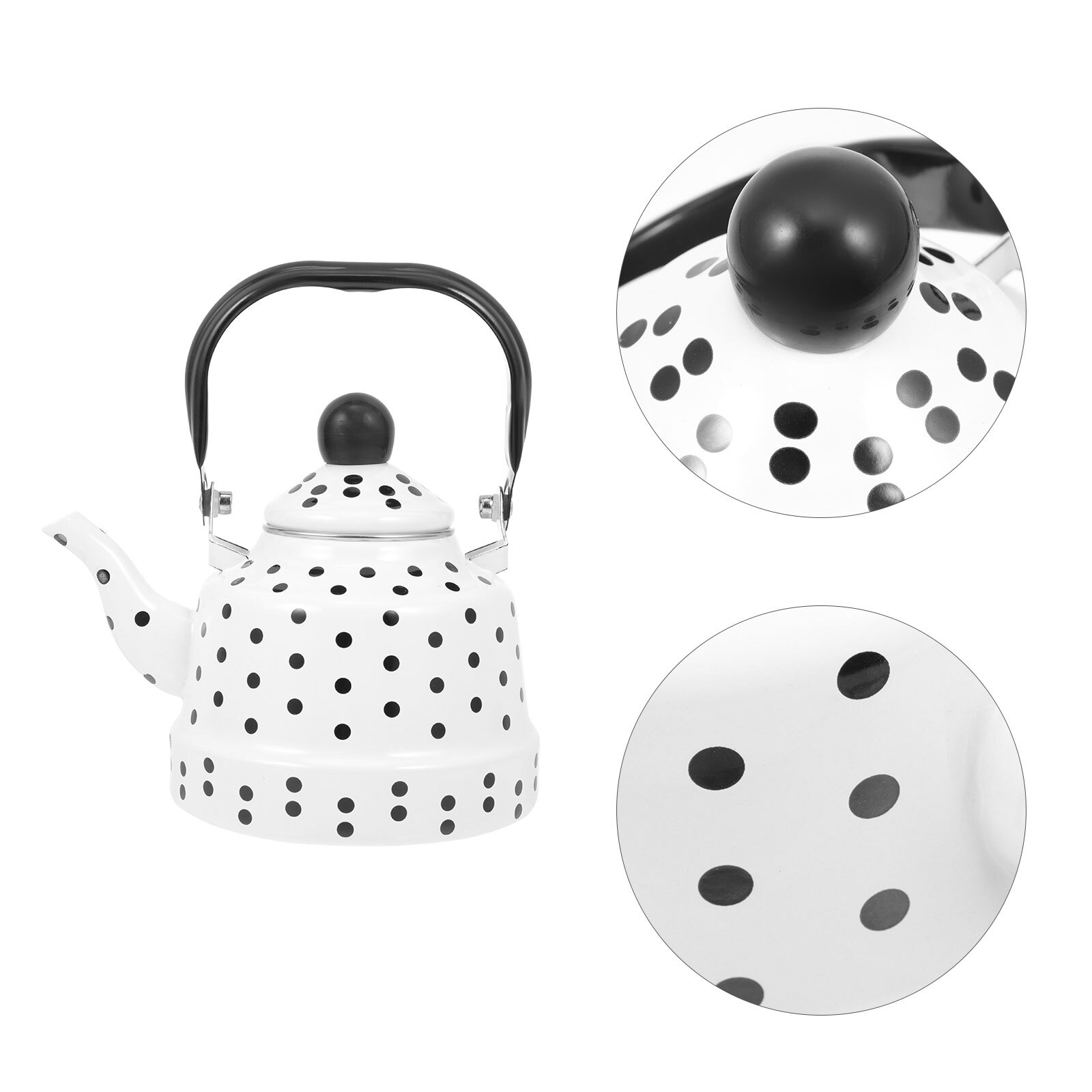 Bouilloire à eau bouillante pour maison de thé, motif de points d&#39;émail, bouilloire à eau bouillante, bouilloire domestique: White