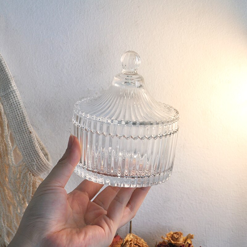 Crystal Glass Cube Candy Jar Transparent Box Mini Jar Candle Diy Jars Holder Making Supplies