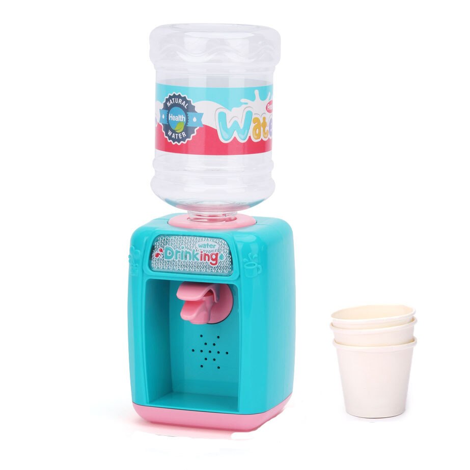 Children's mini fun water dispenser, electric sound and light simulation play house beverage dispenser, baby educational kitchen: Blue