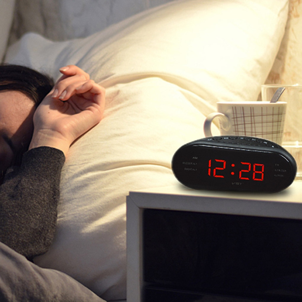 AM/FM LED Clock Electronic Desktop Alarm Clock Digital Table Radio Home Office Supplies Snooze Function Alarm Clock