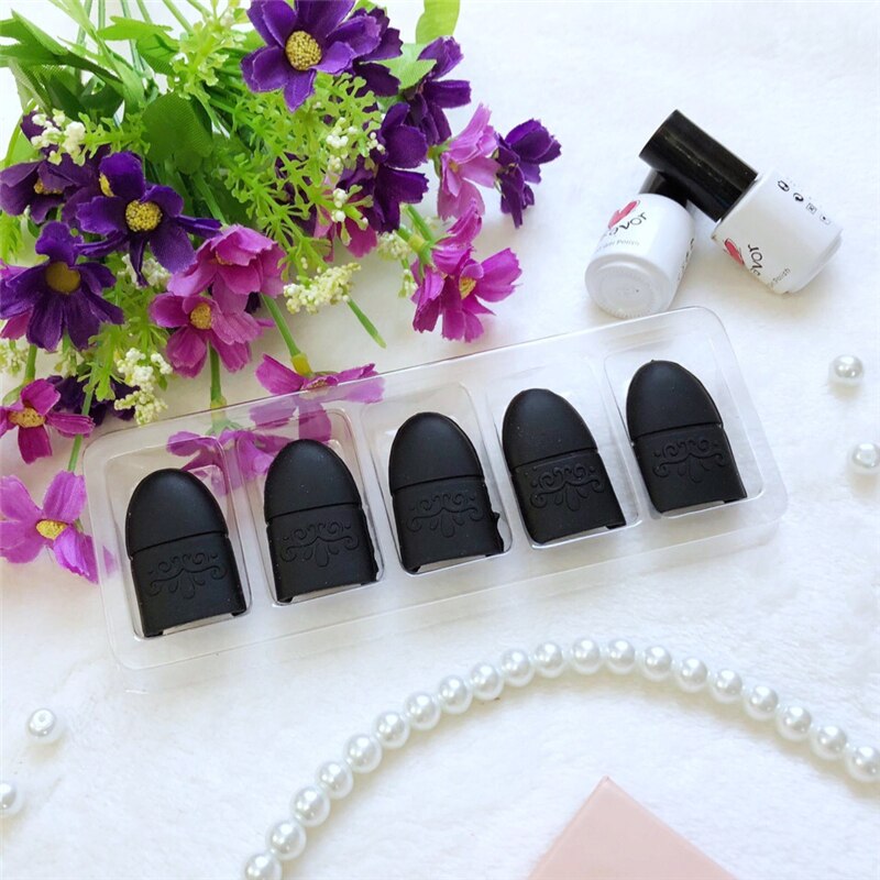 5 teile/satz UV Gel Nagellack Entferner Kette Nagel Tipps Silikon Tränken aus Deckel Clip wiederverwendbar Manikübetreffend Reinigung Mangel Zubehör werkzeuge