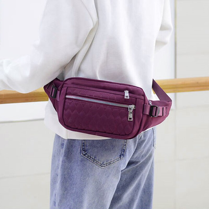 Sac banane à carreaux à la taille pour femmes, sacoche ceinture, sacoche ceinture, en Nylon, pour porte-monnaie Mobile,