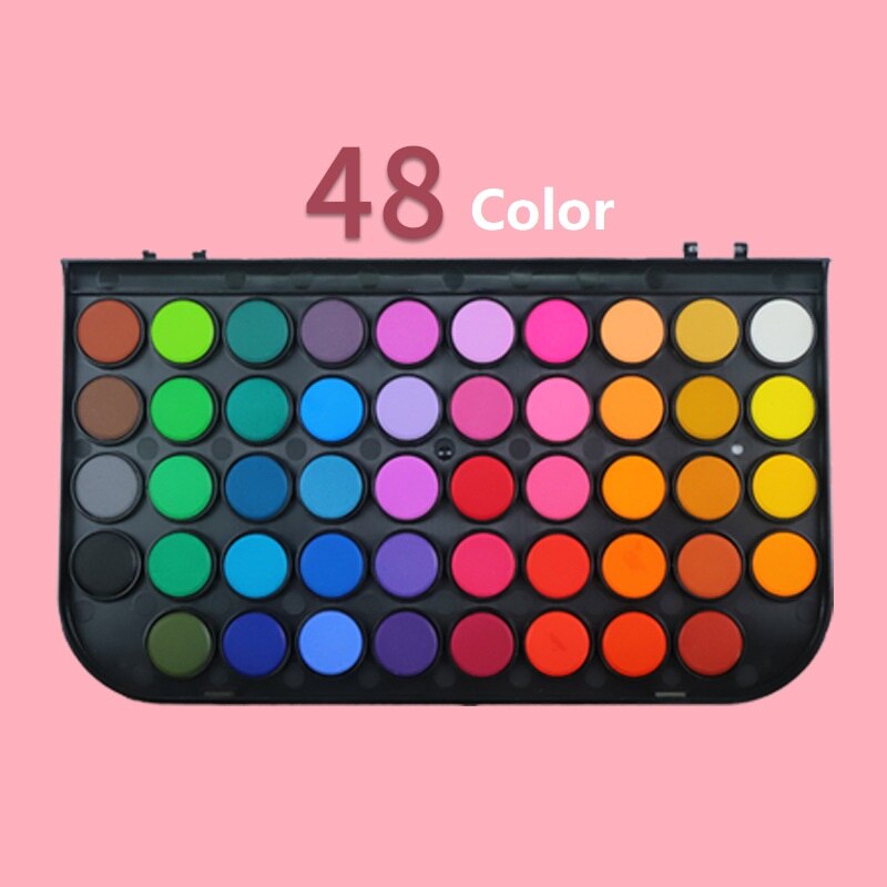 Geheugen 16/24/48 Kleuren Draagbare Reizen Solid Pigment Aquarel Verf Set Met Water Kleur Borstel Pen Voor Schilderen Art levert