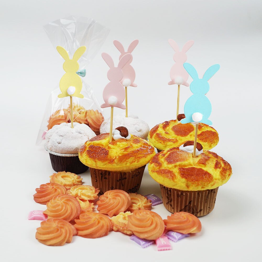 5Pcs Easter Cake Decorating Bunny Cake Insert Card Cupcake Decoration Party Insert Card Party Decoration Supplies