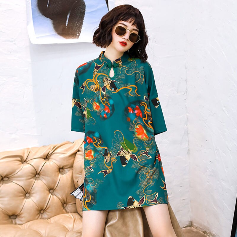 Modified Qipao Modern Cheongsam Chinese Dress Orient Short Sleeve Off Shoulder Summer Dresses For Women Sexy Party Gown: XXL