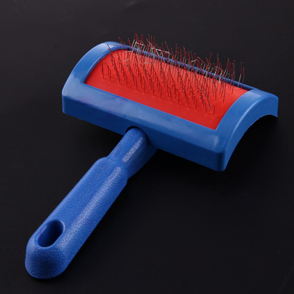 Profissional filhote de cachorro gato cão cabelo grooming slicker cão pente gilling escova de agulha de aço ferramenta limpa azul acessórios para animais estimação